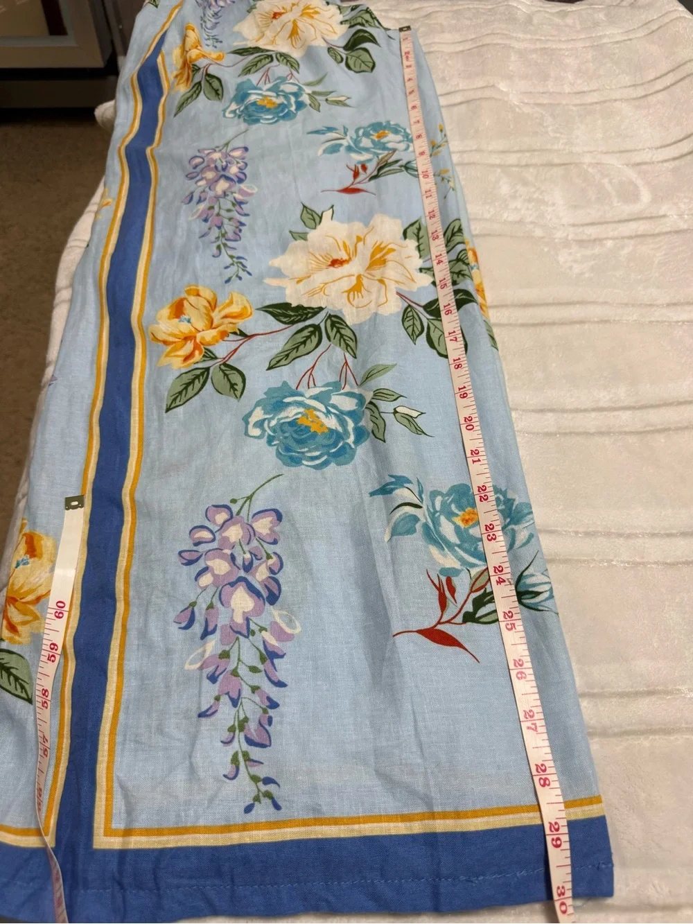 Joie Light Blue Floral Wide-Leg Linen-Blend Pants - Picture 12 of 12